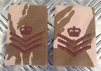 Genuine British Army Desert Camo STAFF SERGEANT Rank Slides - NEW