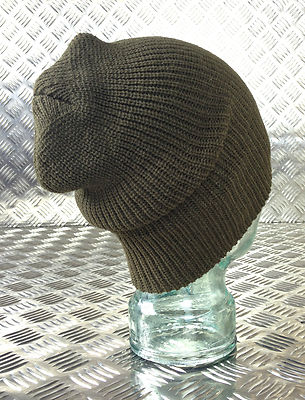 Army Green Knitted Beanie Hat / Watch Cap / Woolly Hat - One size - NEW