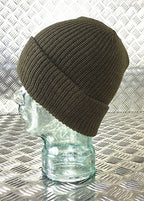 Army Green Knitted Beanie Hat / Watch Cap / Woolly Hat - One size - NEW