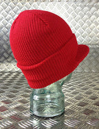 Bright RED Peak / Peaked Beanie Hat / Radar Cap - One size - BRAND NEW