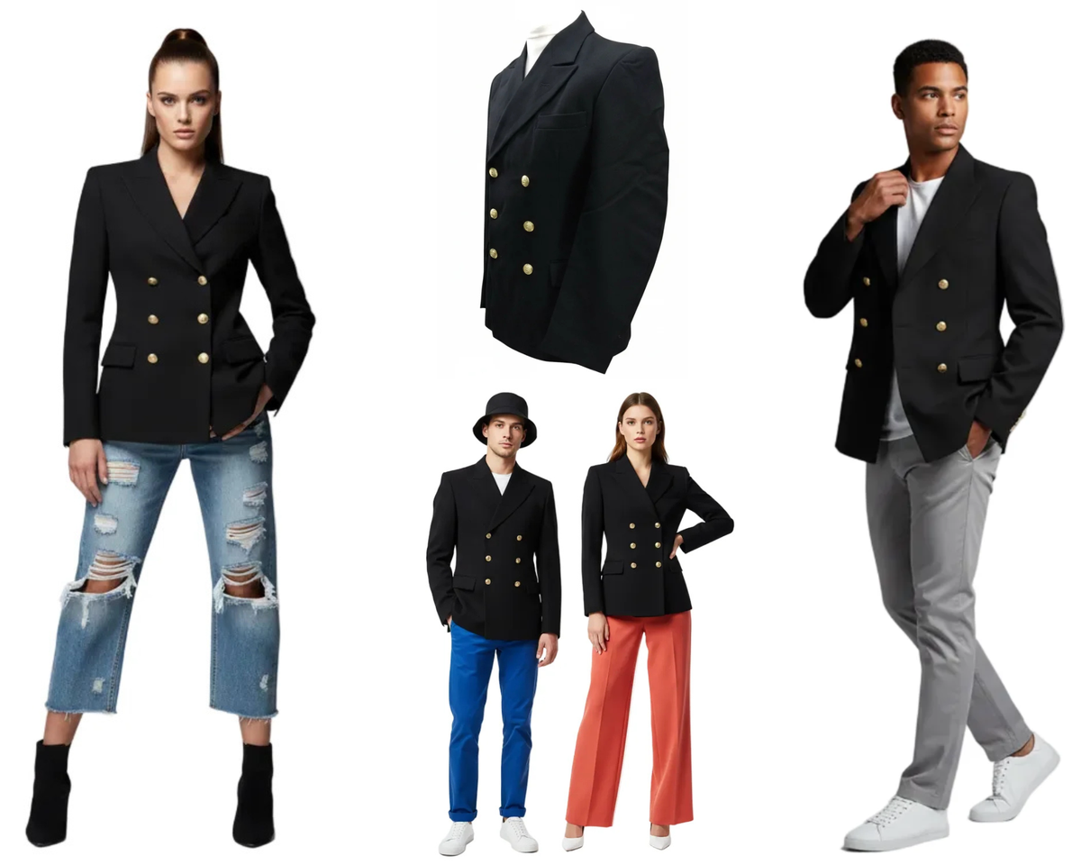 Double Breasted Jacket 6 Anchor Buttons British Made Casual Wear