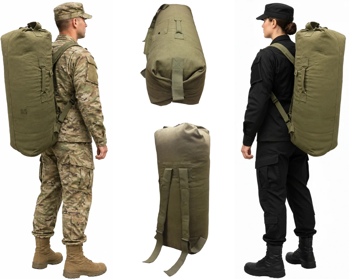 Army Kitbag US Style Duffle Shoulder Bag & Rucksack Military Green OD