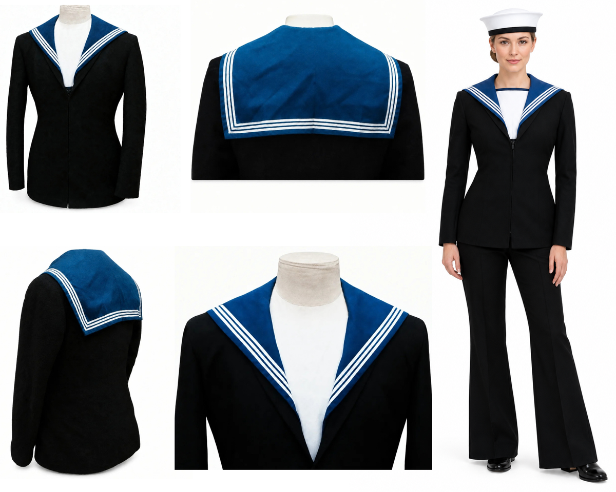 CII Middy Jumper British Royal Navy Female Class 2 RN Naval with Square Rig Collar