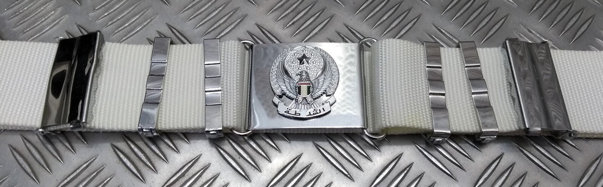 Abu Dhabi Belt White Nylon With Buckle For Ceremonial & Parade Duties