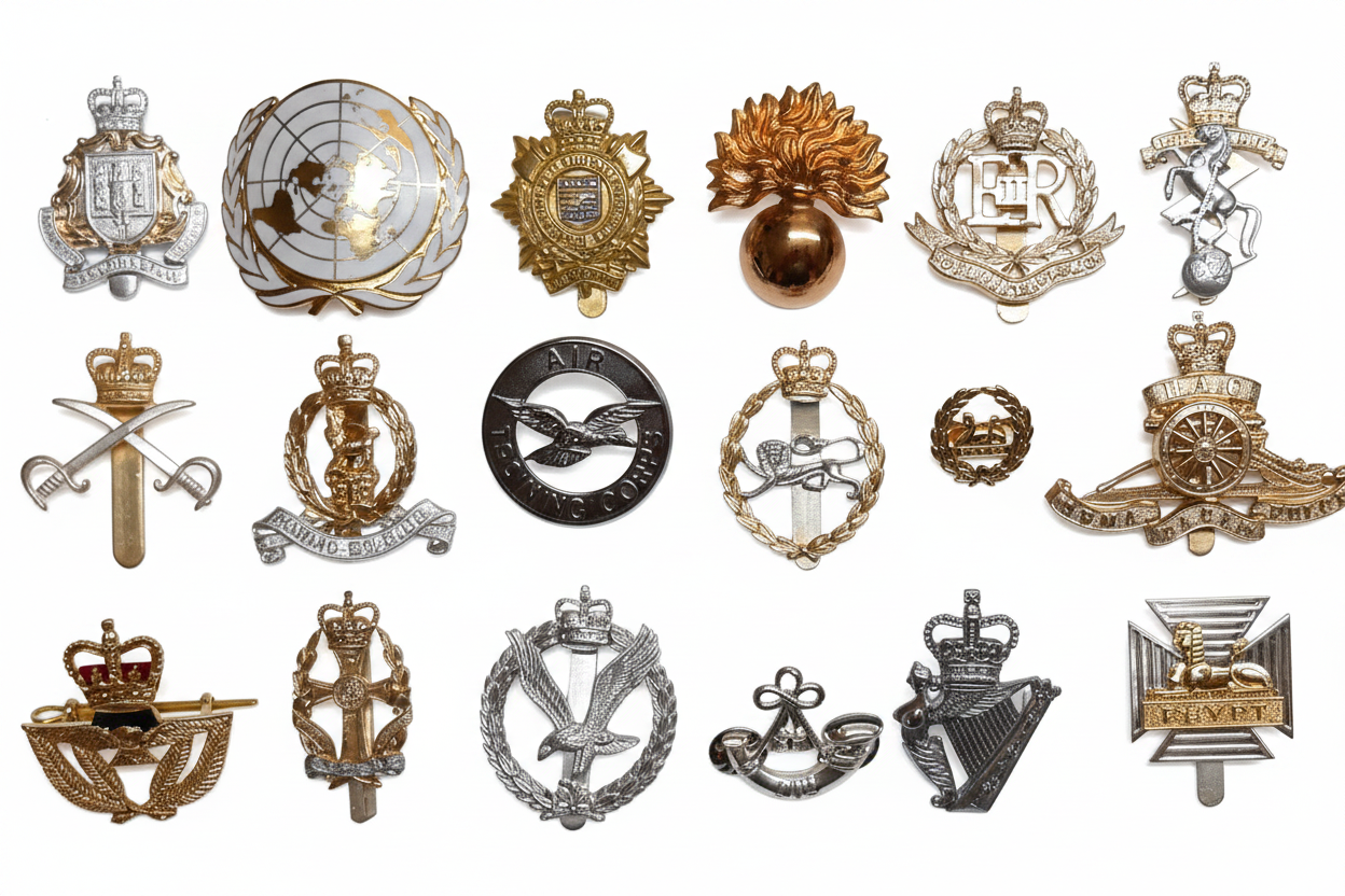 Assorted Badges White Background