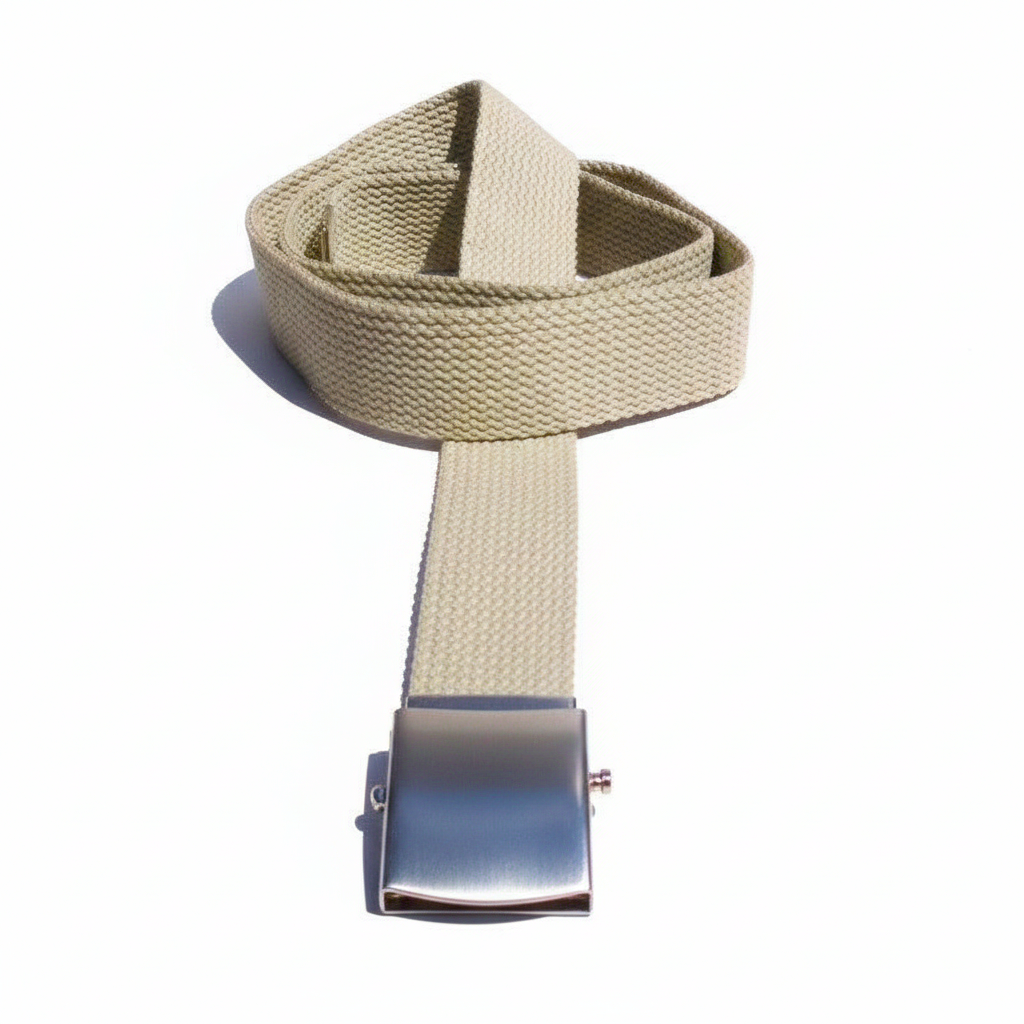 Roll Buckle Belt Military Style Canvas Belting with Chrome Coloured Buckle