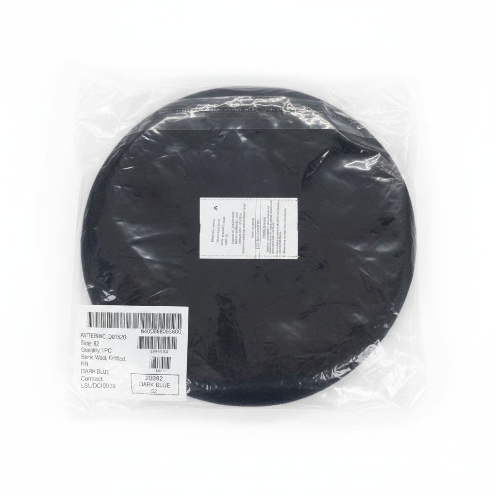 Beret in packaging white background