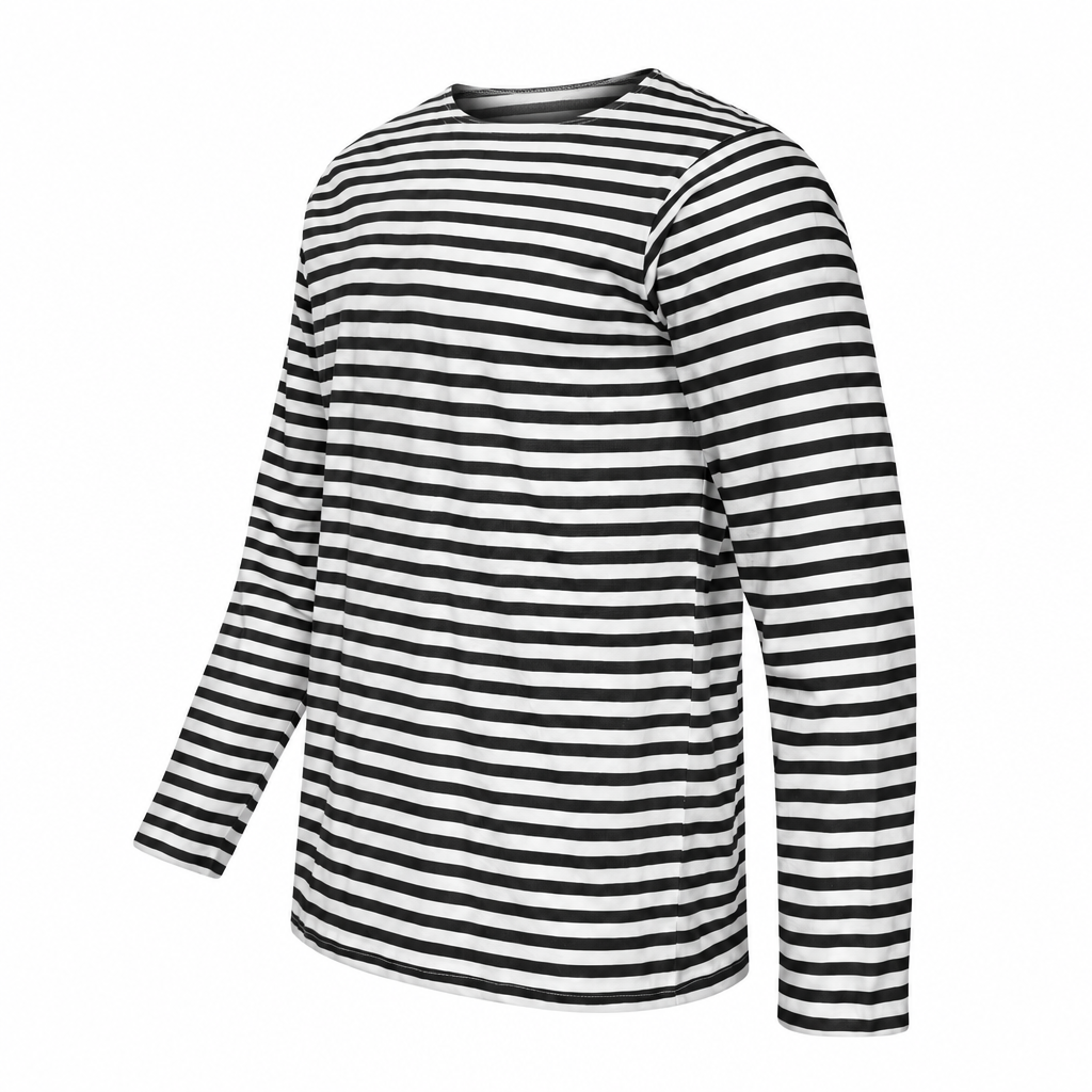 Black-and-white top with the sample neckline