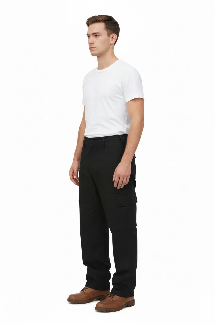 Black Cargo Trousers Military Style Combat / Field Army Pants Assorted Sizes