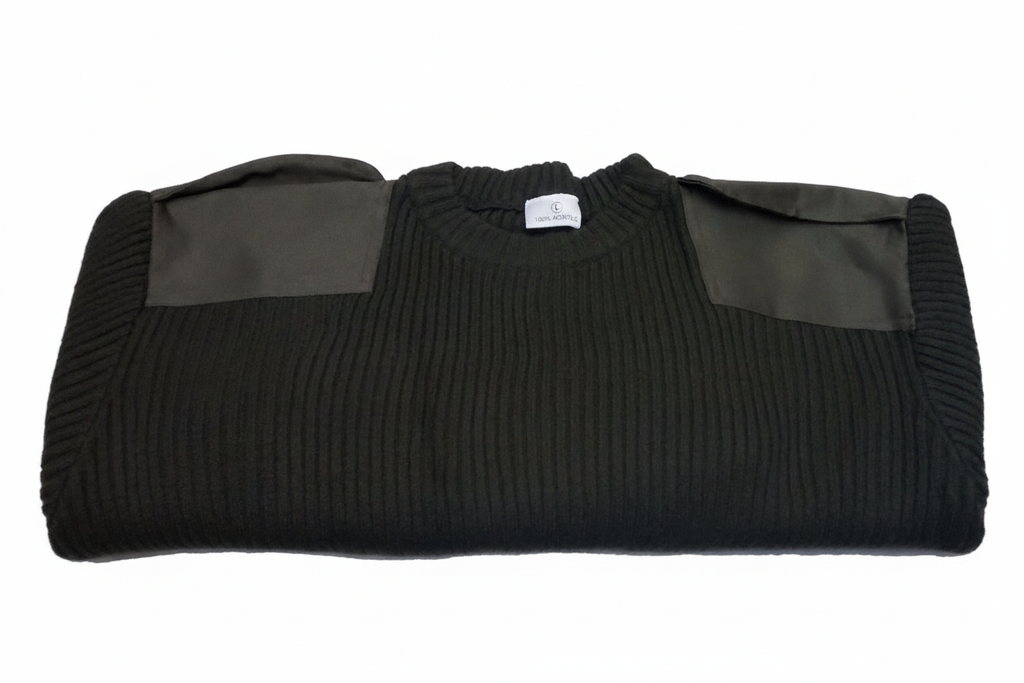 Black jumper folded white bg
