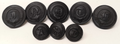 Black Livery / Civilian Buttons with Various Decorative Initial Letters set of 8