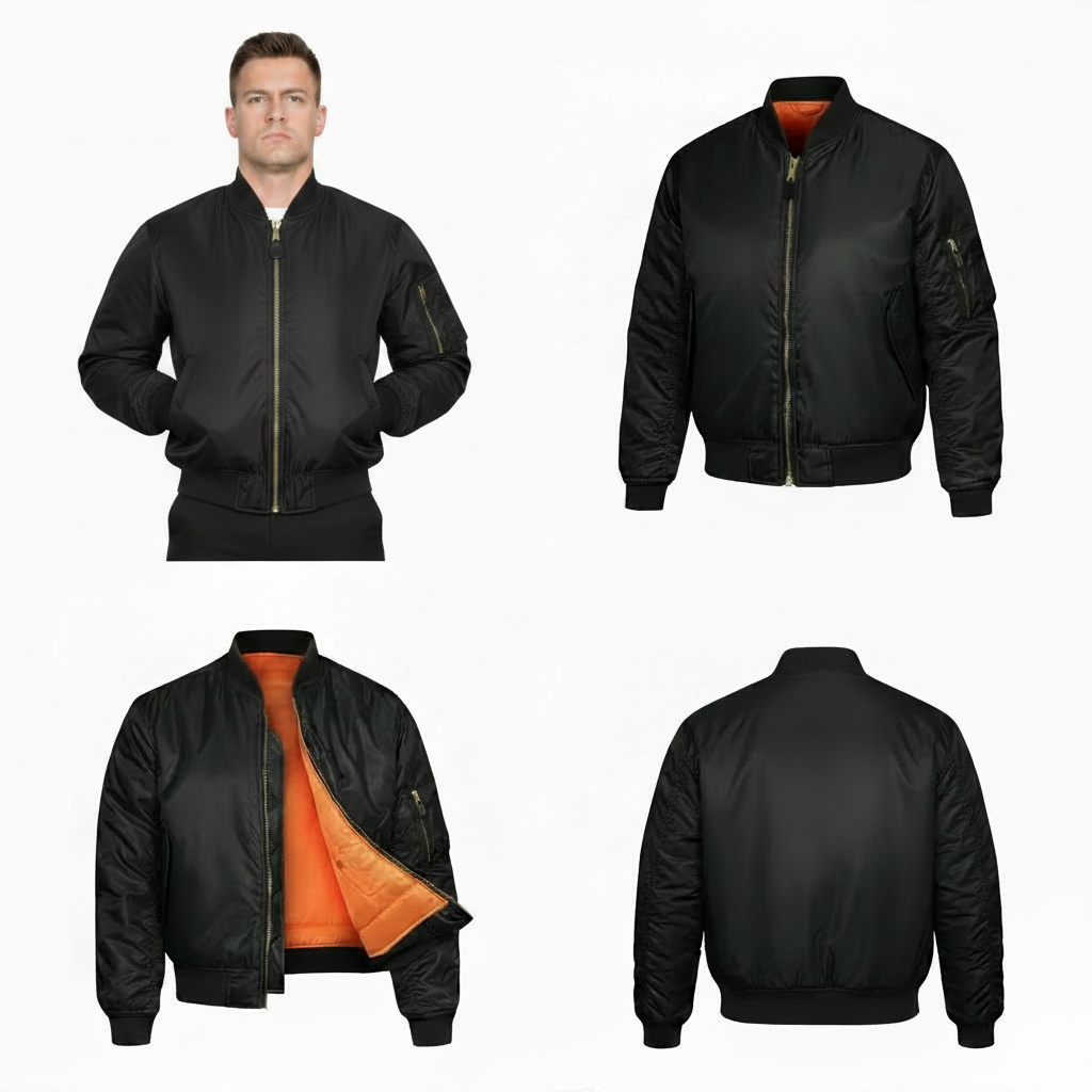 Black MA1 Collage - Male Model Top Left