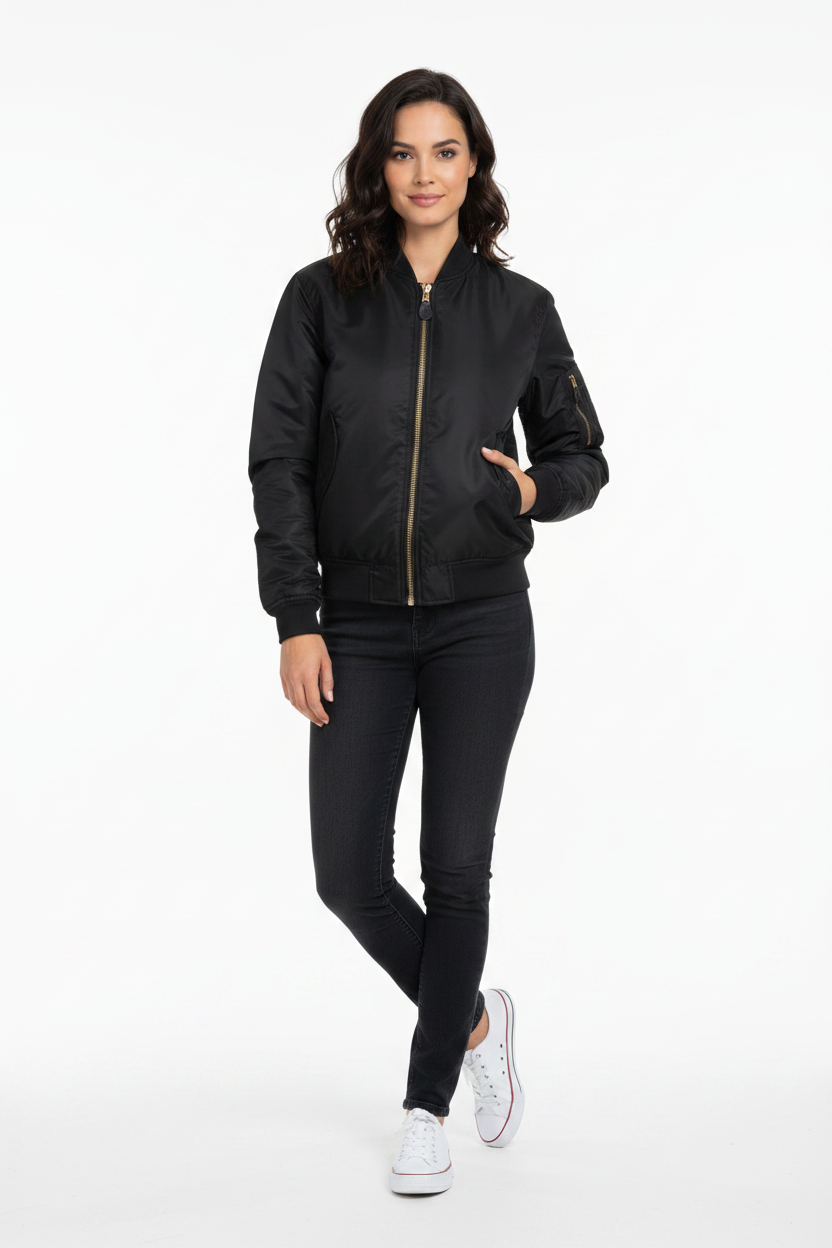 Black MA1 Female Fashion Pose