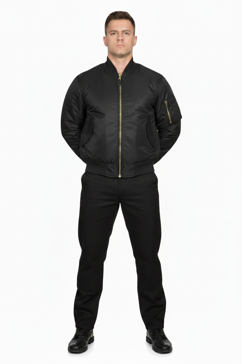 Black MA1 Military Pose - No Arm Tag
