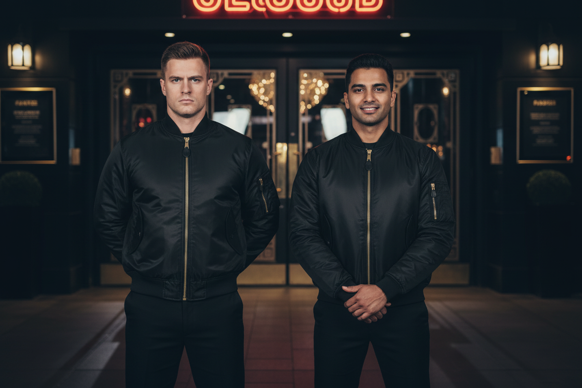 Black MA1 Two Male Doormen Scene