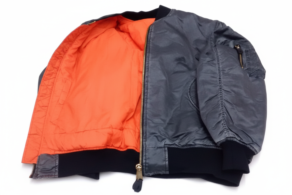 Black Stone Washed MA1 Flat Lay - White BG