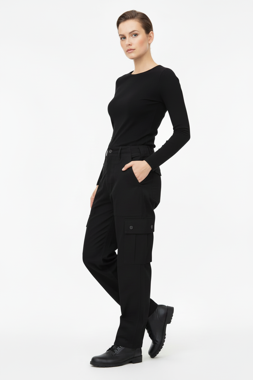 Black trousers female black top