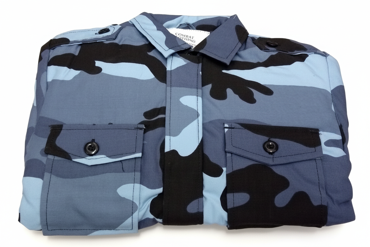 Blue camo jacket original white background
