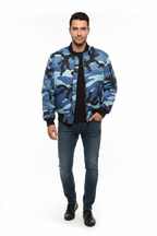 Blue Camo MA1 Male Fashion Pose