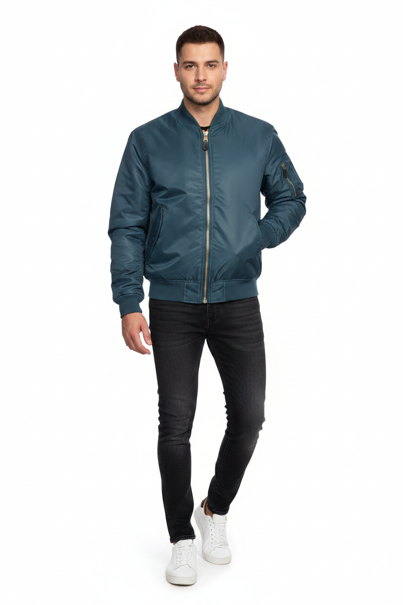 Blue MA1 Fashion Pose - Closed Zip