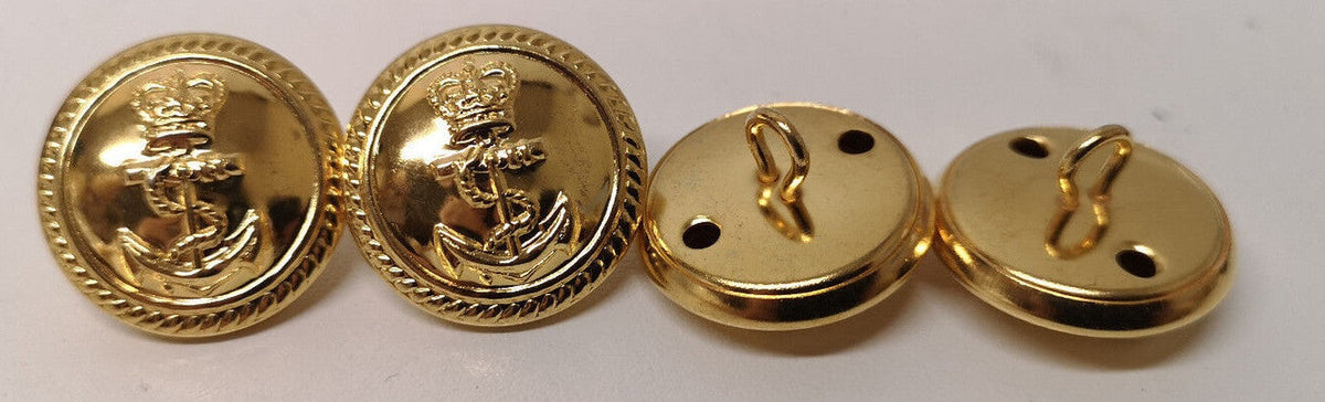 British Royal Navy Dress Roped Rim Anchor Queen's Crown Buttons 36L (22.9mm) NEW