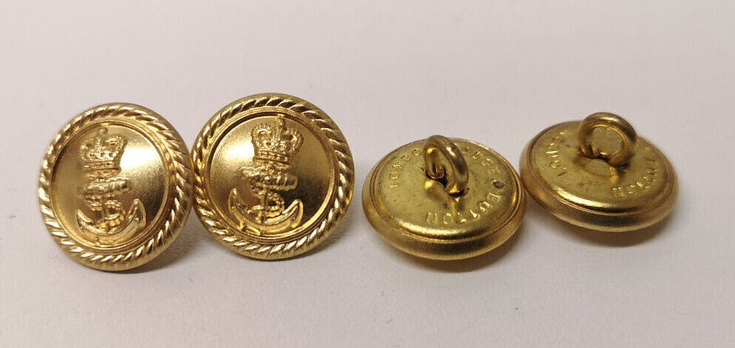 British Royal Navy RN Dress Roped Rim Anchor Queen's Crown Buttons 24L NEW