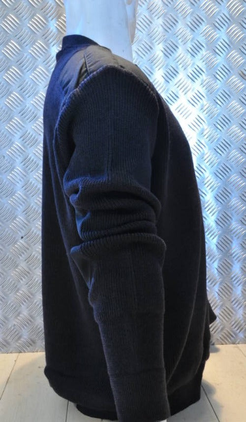 British Uniform Jumper, Black V-Neck. 100% Wool - Size 34" - XX-Small NEW
