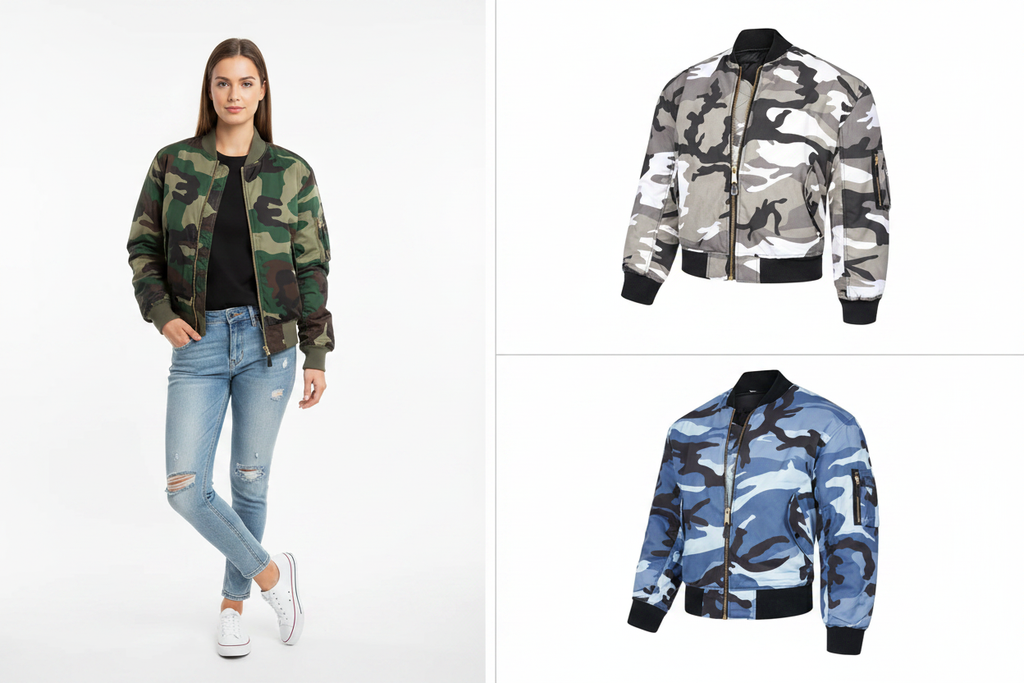 Camo MA1 Collage - Exact Female Model Left