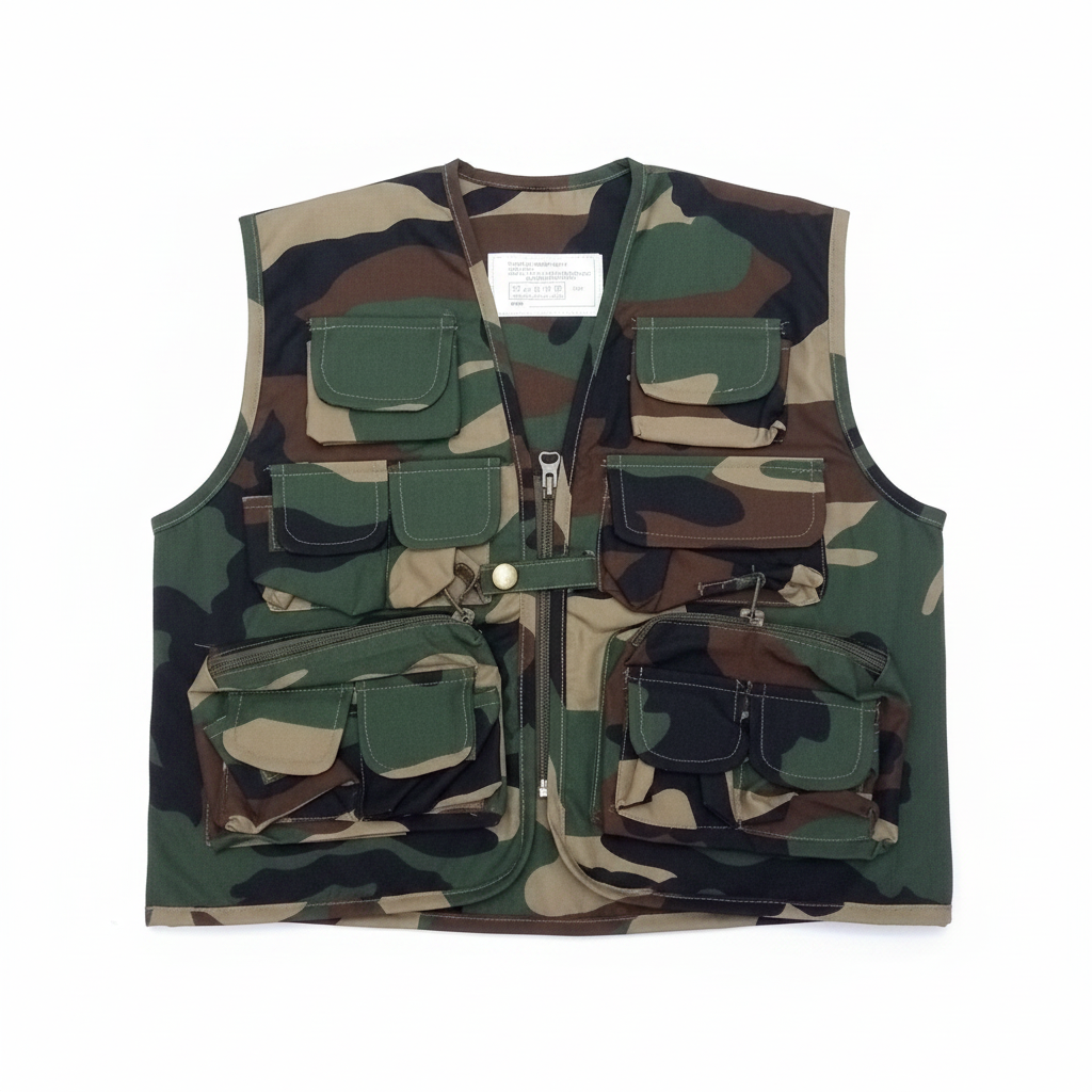 Camo vest white background