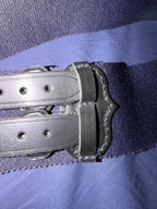RN Royal Navy Waist Stable Belt Navy Blue 64mm With Leather Strap 35" Faulty
