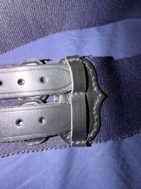 RN Royal Navy Waist Stable Belt Navy Blue 64mm With Leather Strap 35" Faulty