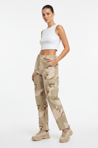 Desert Camo Trousers on Female Model