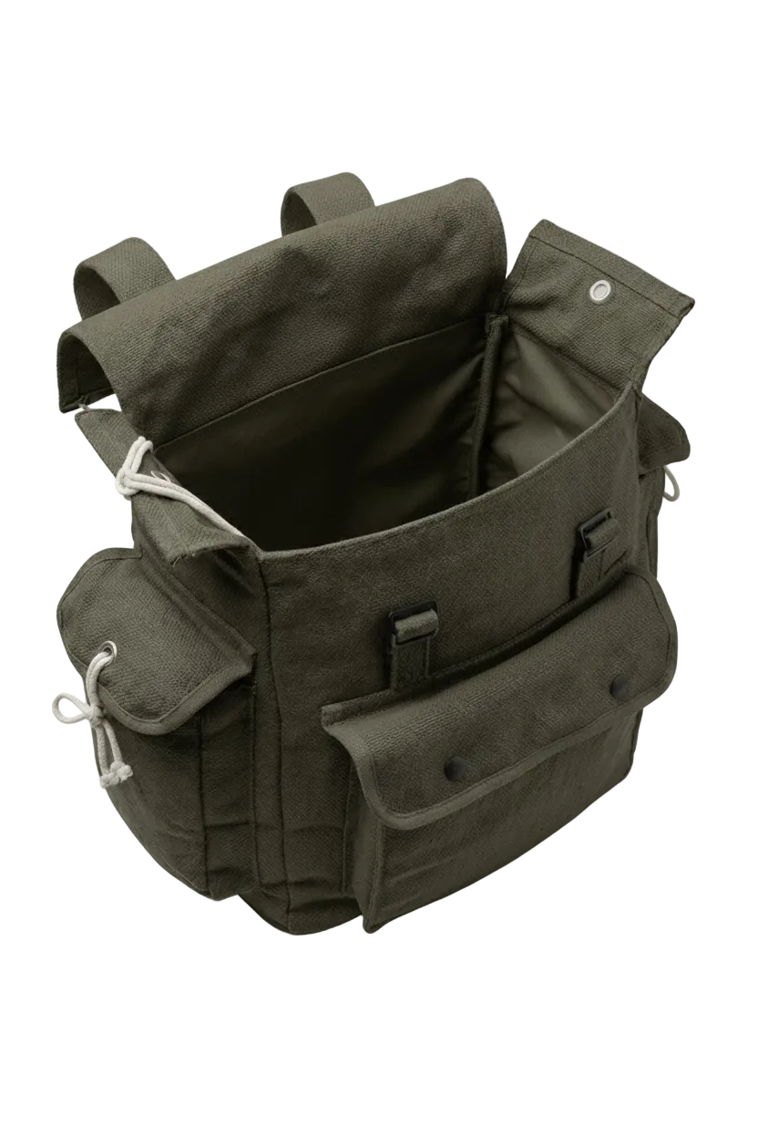 Empty olive canvas bag