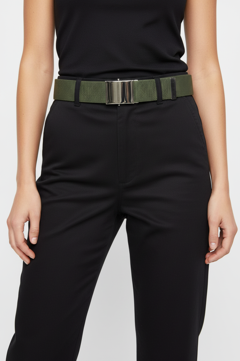 Female fashion model wearing the belt