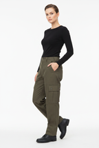 Female Model Fashion Pose - Green Combat Trousers
