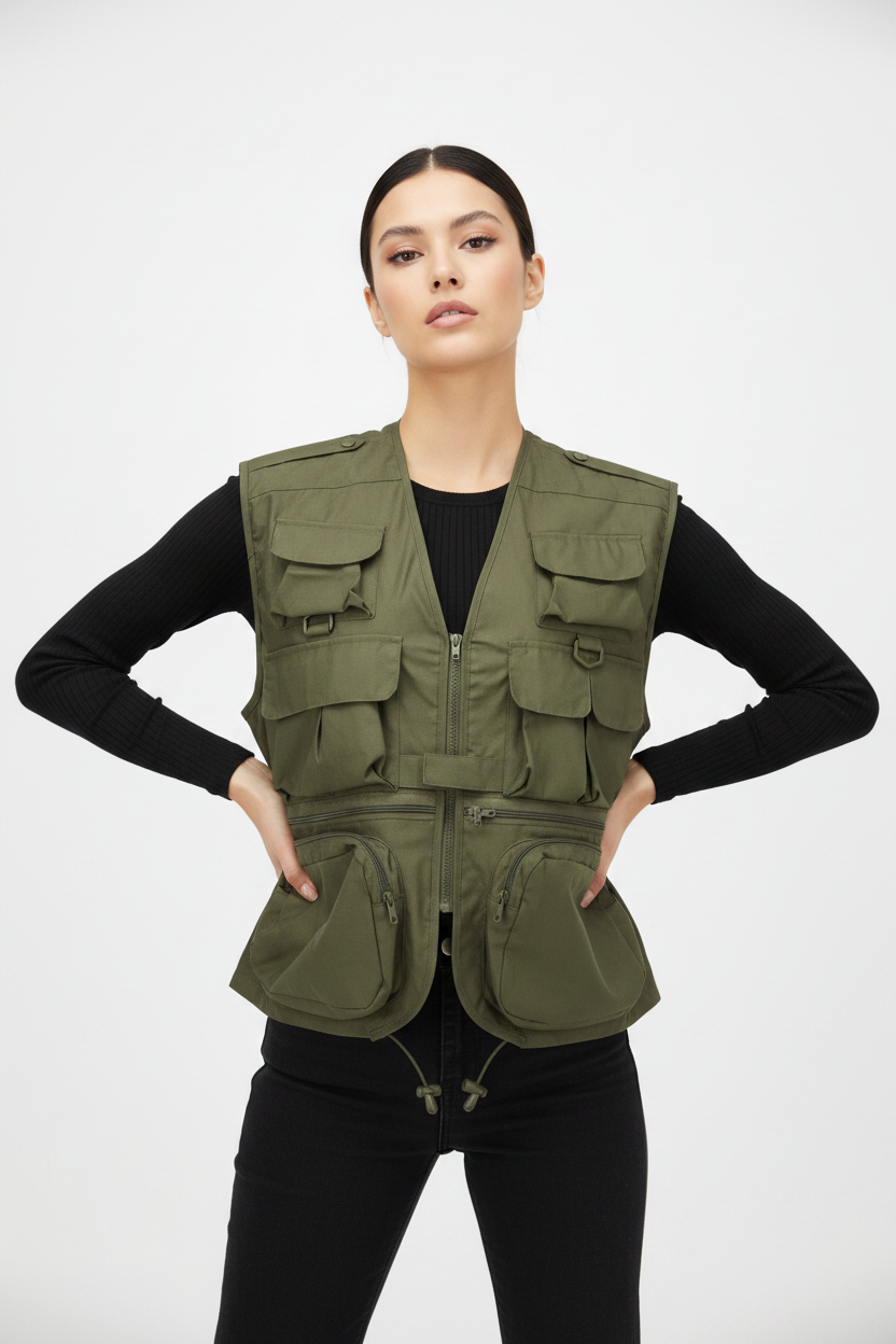 Female Model - Multi Pocket Vest