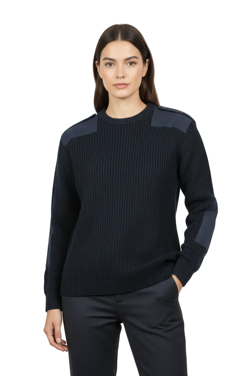 Female Model - Navy Blue Commando Jumper