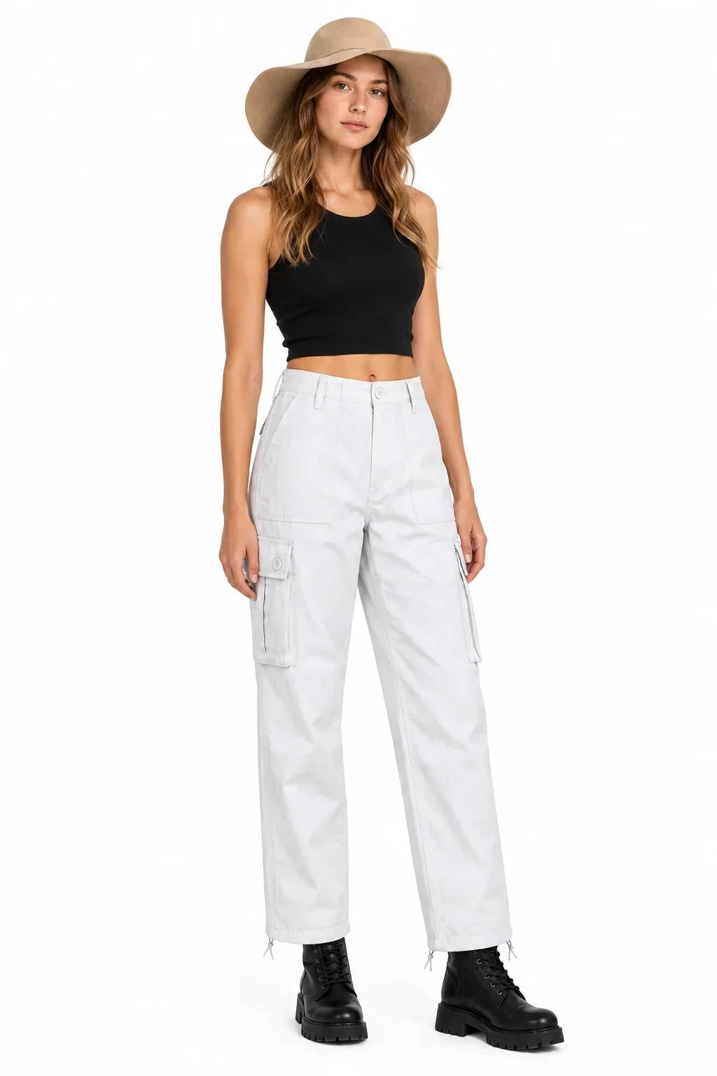 White Cargo Trousers Military Style Combat / Field Army Pants Waist 36"