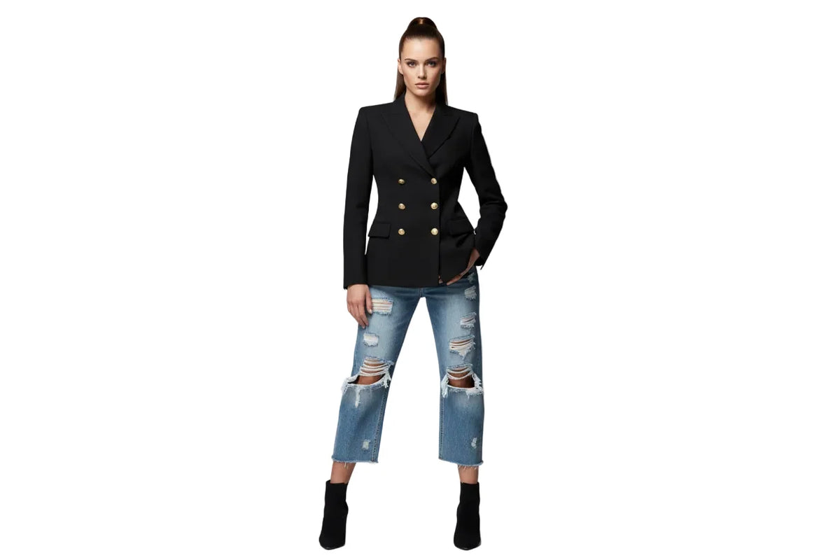 Royal Navy Jacket Class I & III Double-Breasted British RN Uniform with Anchor Buttons