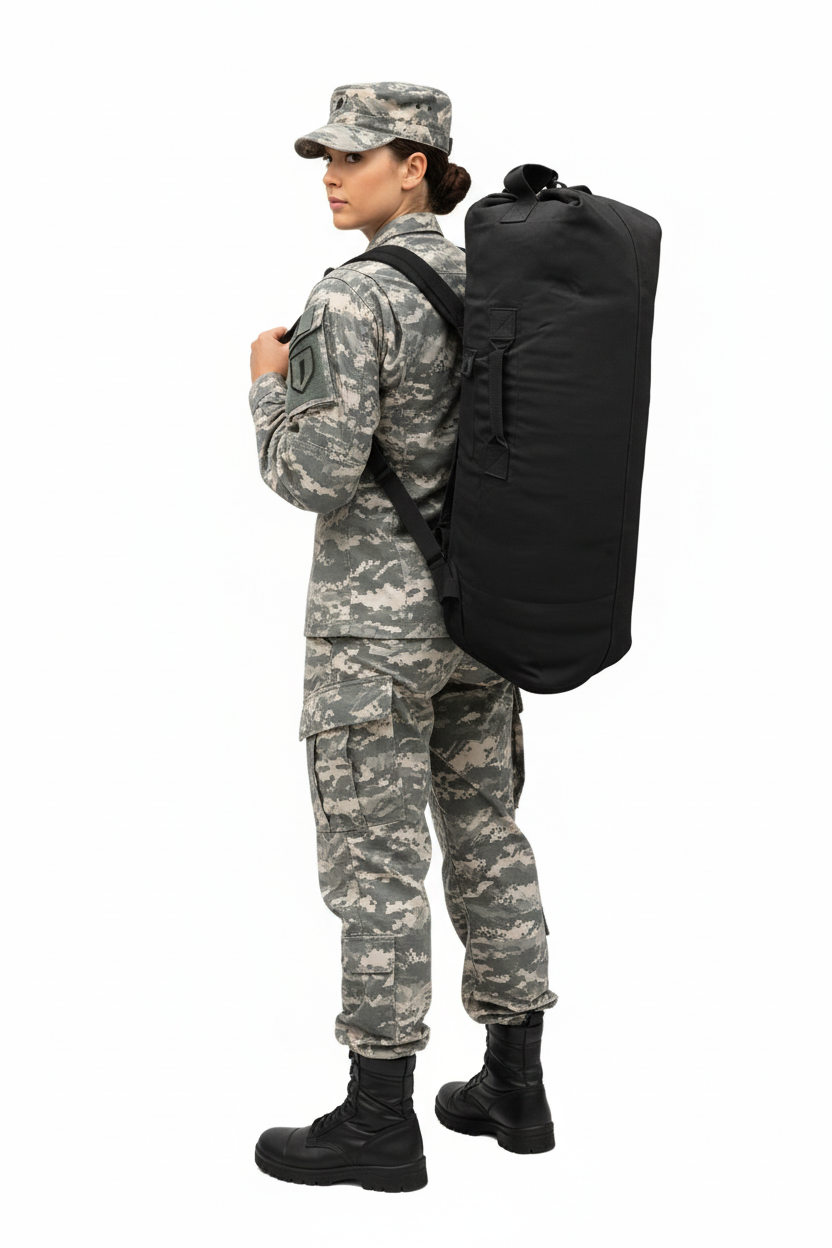 Army Kitbag US Style Duffle Shoulder Bag & Rucksack Military Stealth Black