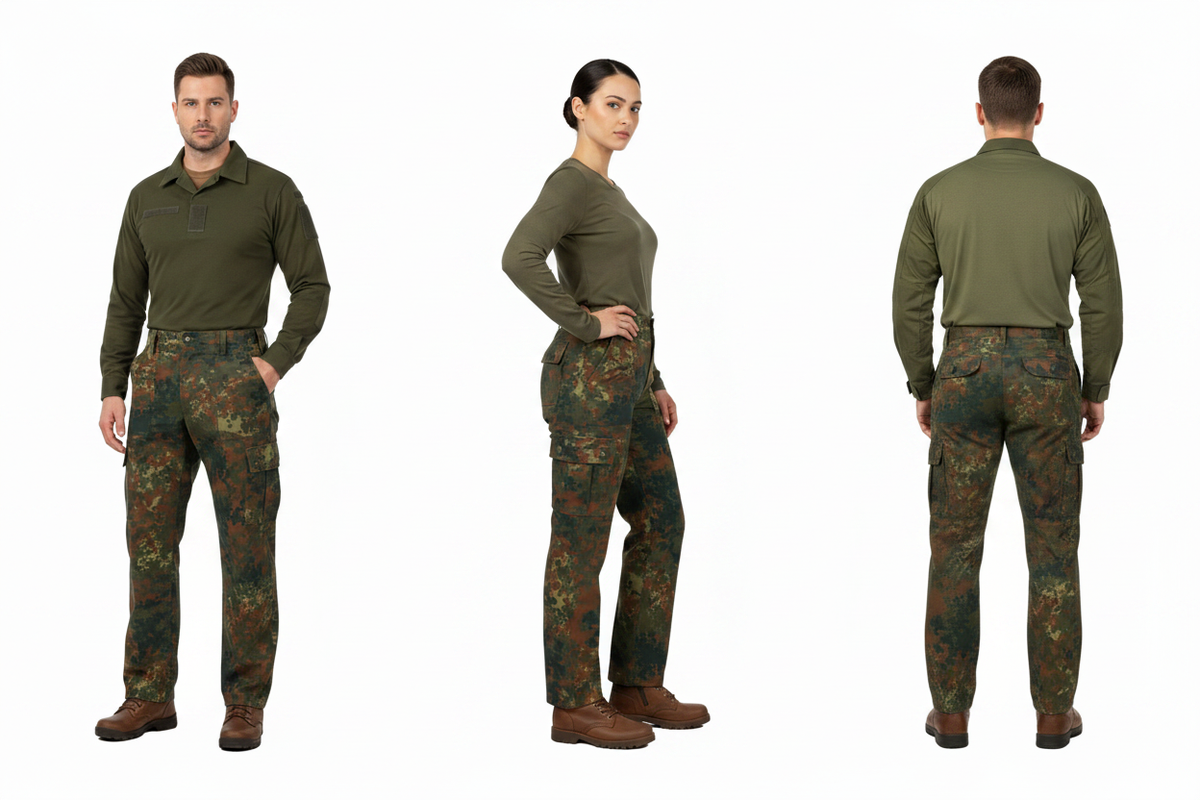 Flecktarn Trousers Collage - Front, Side, Rear