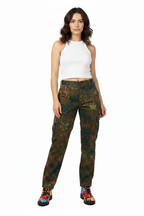Flecktarn Trousers - White Top & Floral Boots