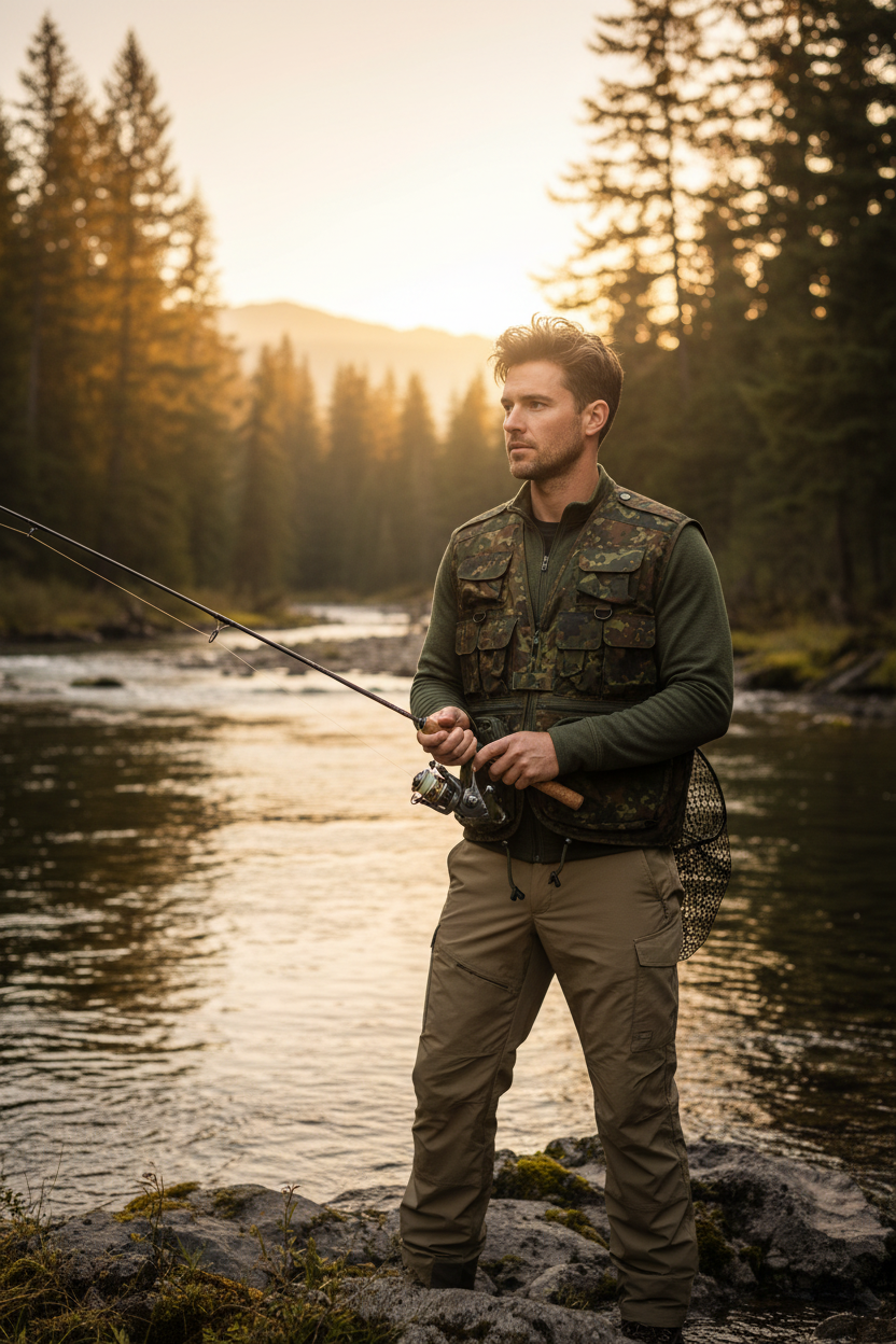 Flecktarn Vest on Angler Model
