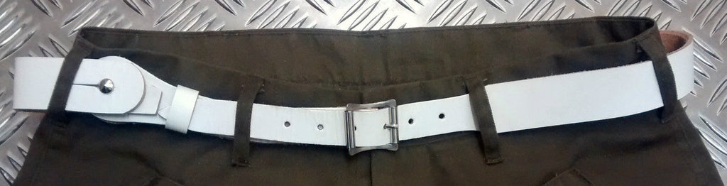 Genuine Vintage Unique Army White Leather XOX Belt -Low Slung Hipster - NEW