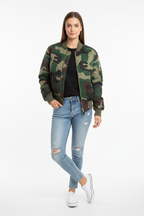 Green Camo MA1 Female Fashion Pose