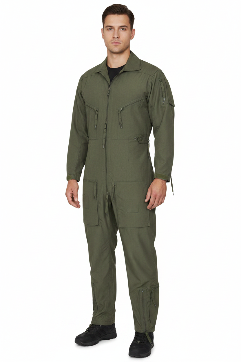 Green flying suit male model