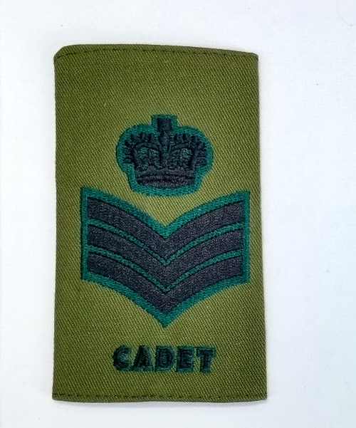 Green & Green Edged Cadet Staff Sergeant Rank Slide / Presumably Royal Irish