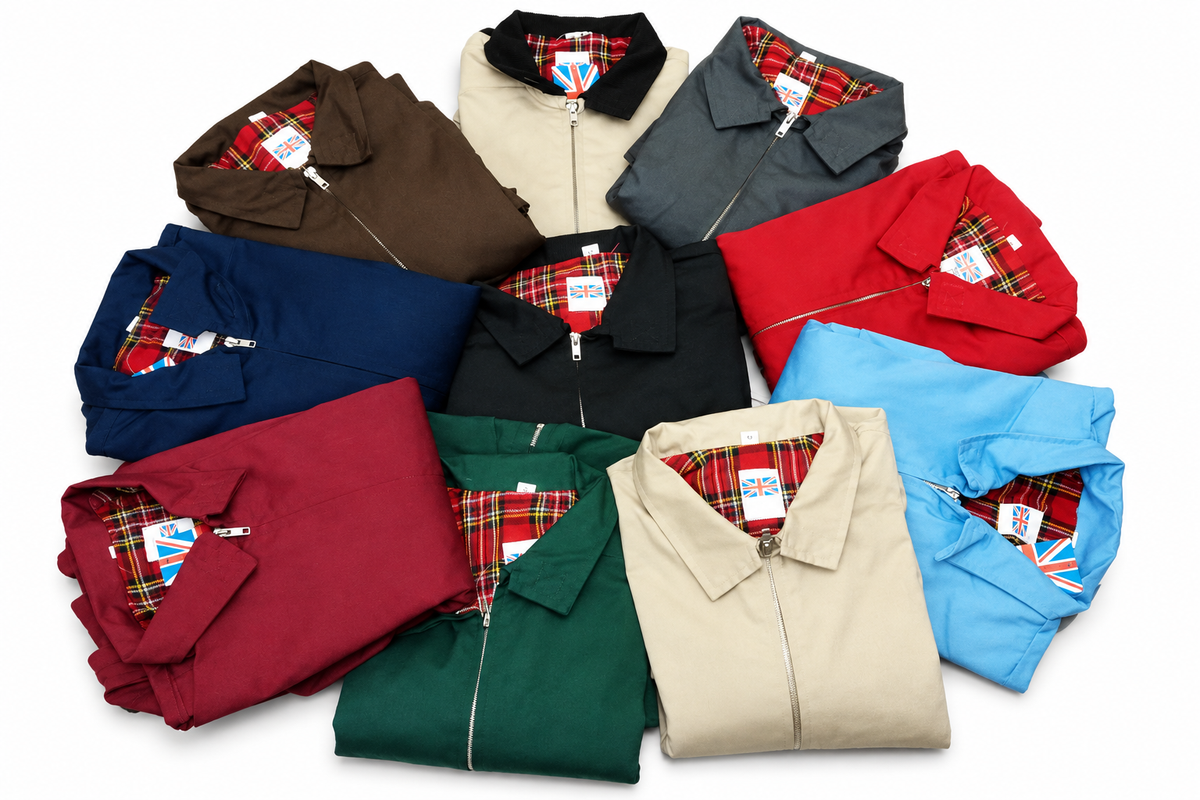 Harrington jackets on a pure white studio background