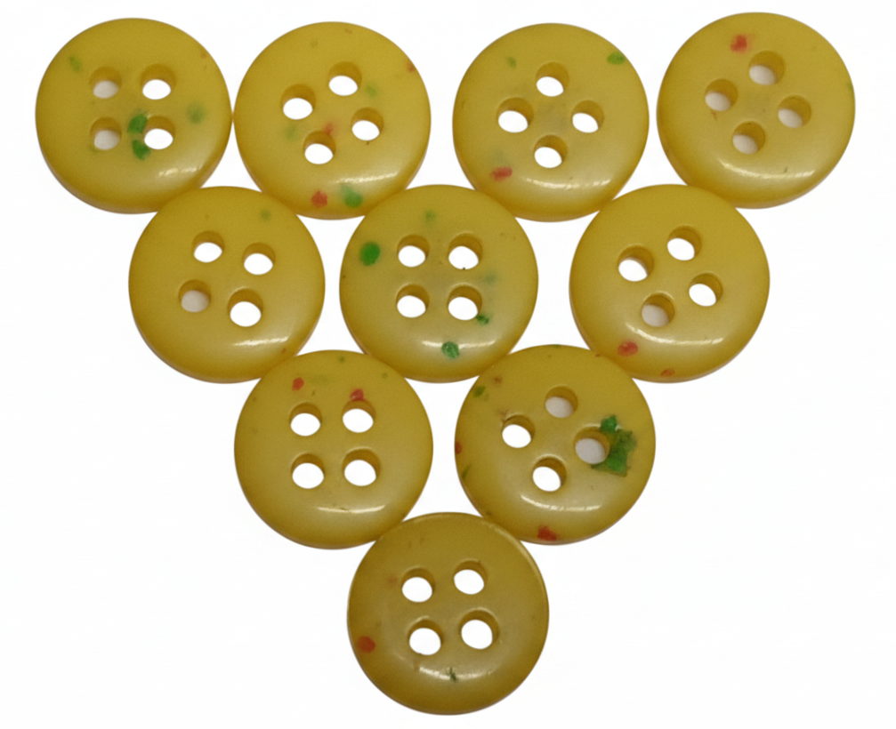 Buttons 10 Vintage 4 Hole for Dress Shirts Pearlesque Yellow 10.5mm NOS