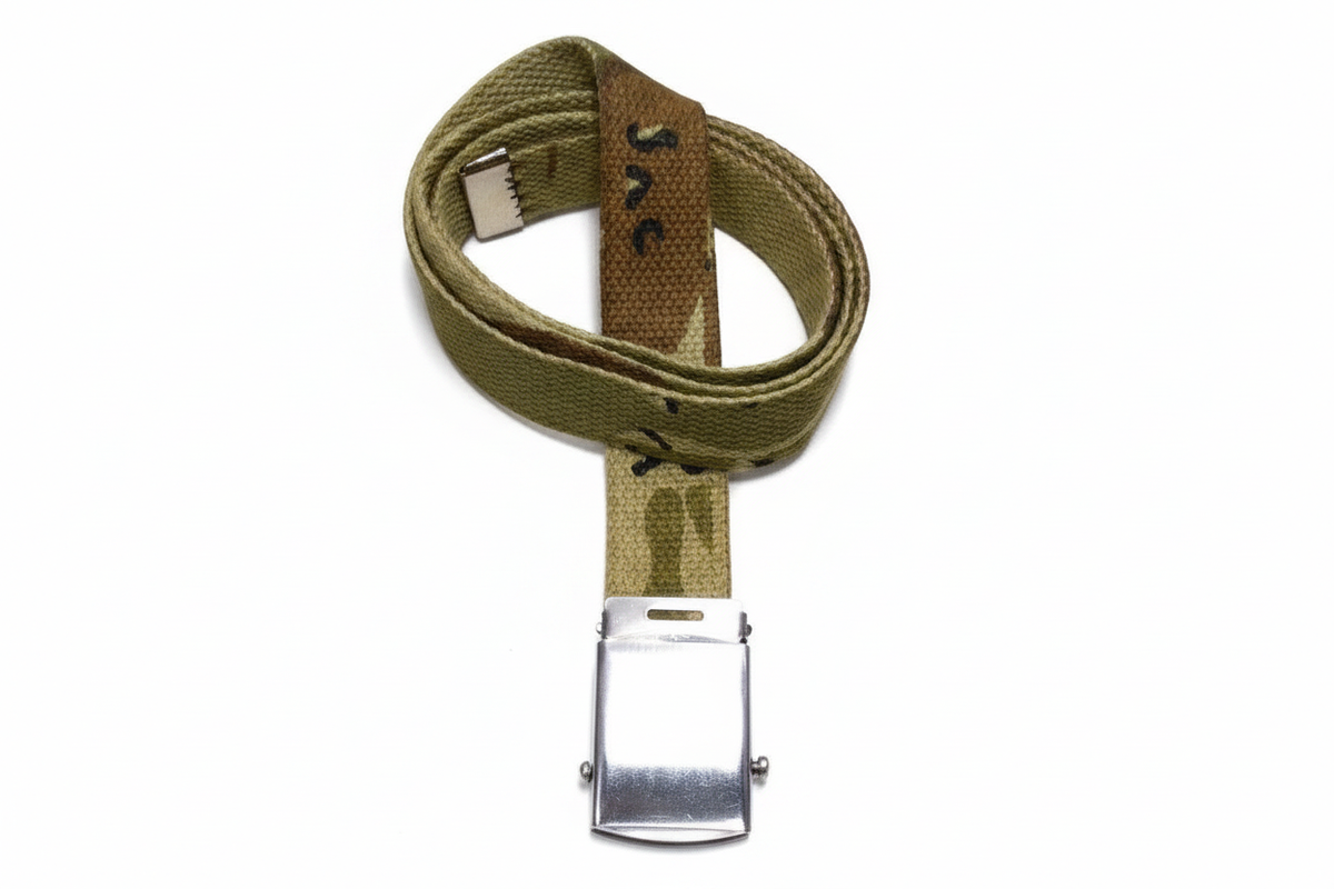 Roll Buckle Belt 2" Wide Military Style Canvas Belting with Chrome Coloured Buckle